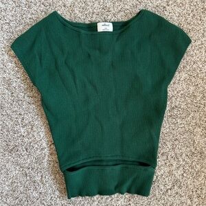 Aritzia Forest Green Ribbed Crop Top